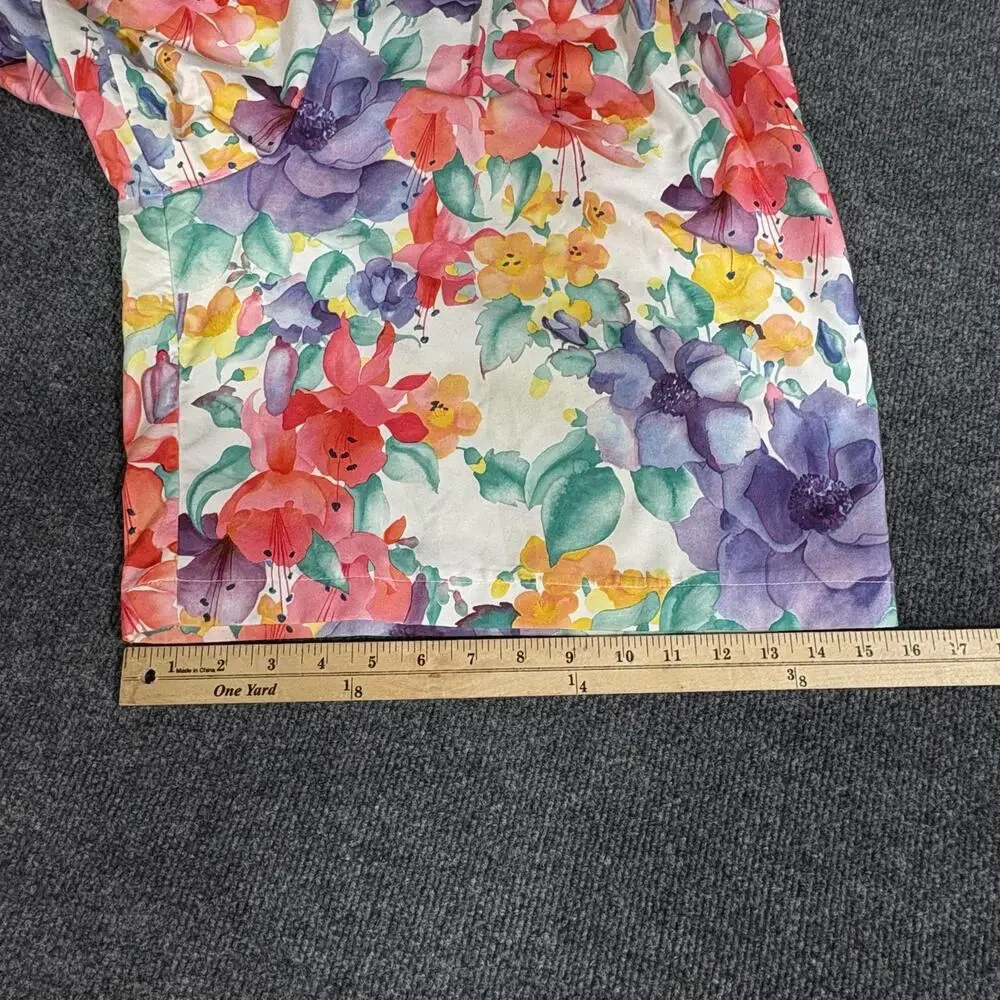 D'Allaird's Shorts Womens Large Floral Pleated Culotte Elastic Casual Summer
